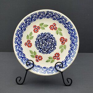 Polish Pottery Manufaktura Red Flowers Salad Plate Red Floral Dessert Plate